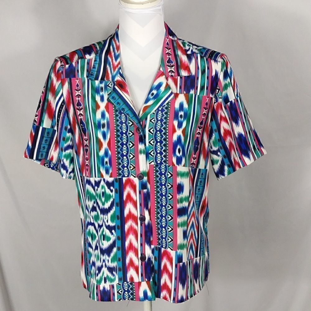 Vtg. Notations Colorful Southwestern Blouse